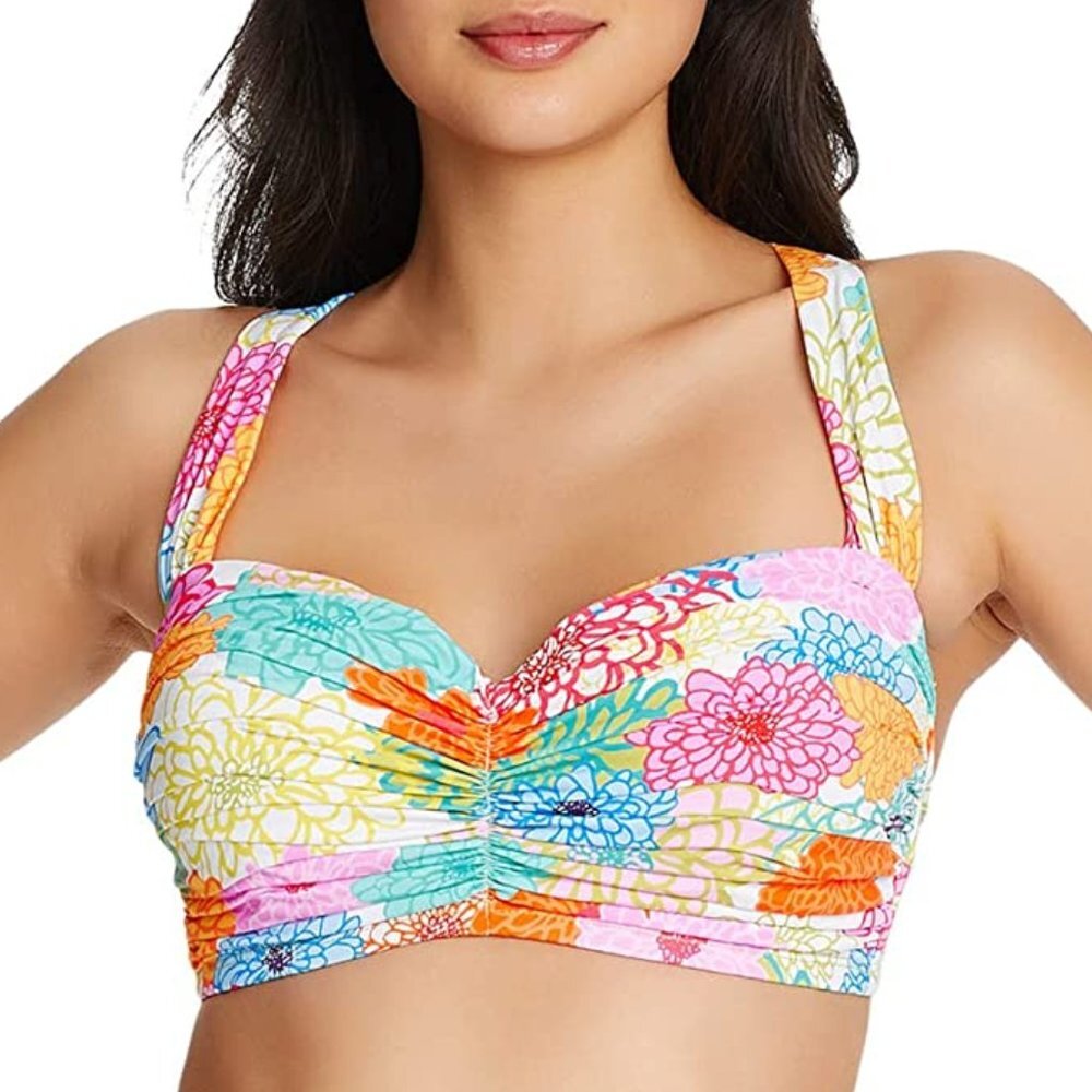 NWT Bleu Rod Beattie  Fresh Picks Shirred Bandeau D-Cup